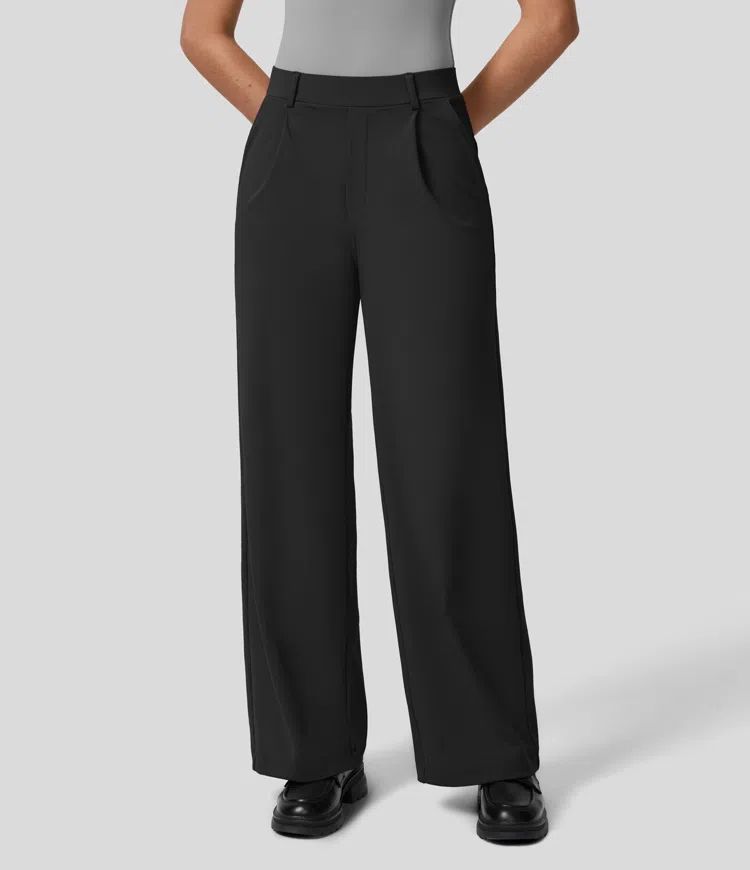 Pantalon Droit Stretch Taille Haute