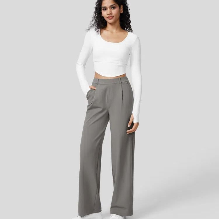 Pantalon Droit Stretch Taille Haute