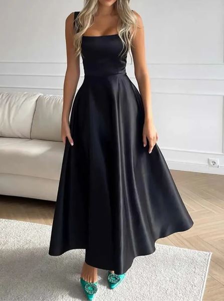 Robe longue moderne sans manches taille haute